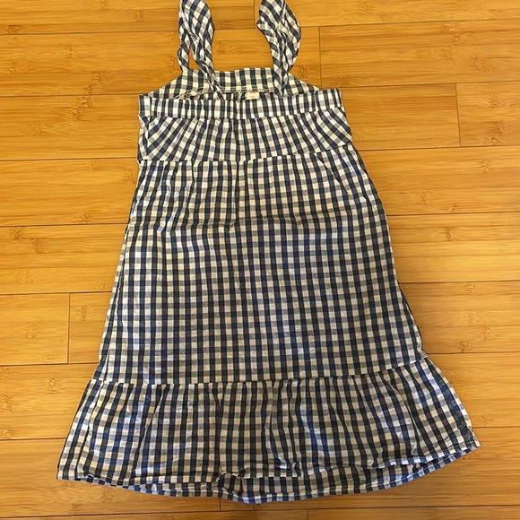 Cat & Jack midi length tiered navy gingham patterned dress. Size 5t. - Picture 4 of 4